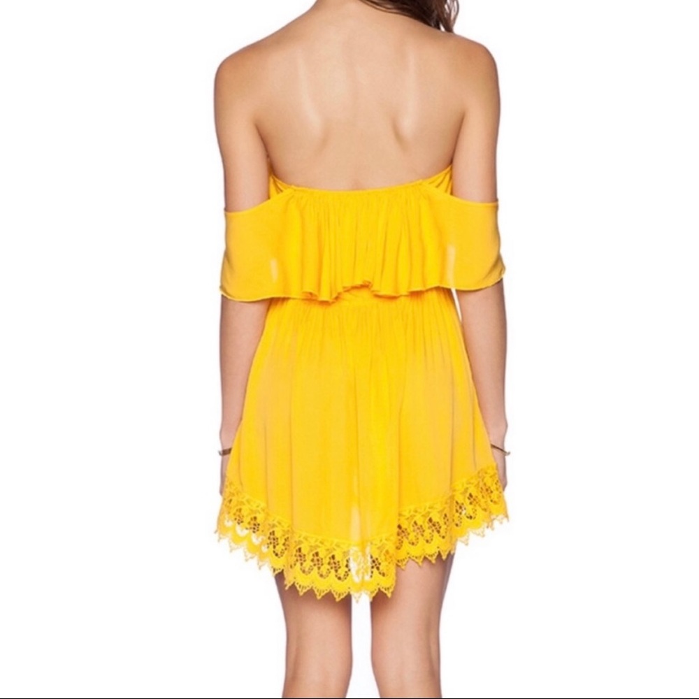 Lovers + Friends Yellow Off-Shoulder Ruffle Mini Dress - Picture 2 of 11